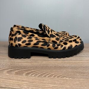 Tory Burch Classic Lug Loafers in Leopard Print Calf Hair 8